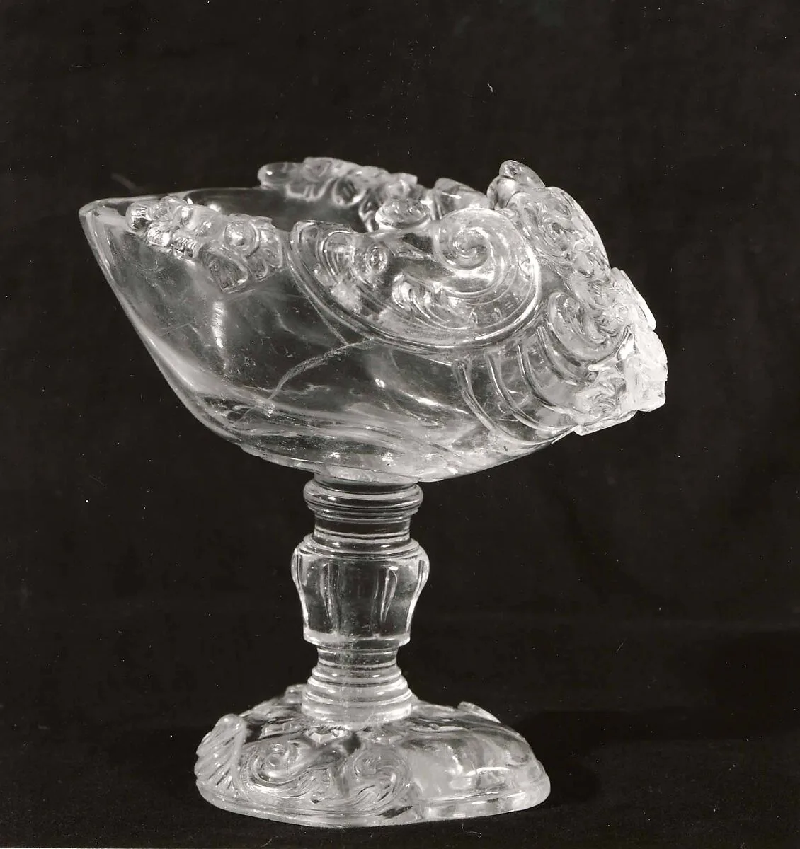 Crystal shell cup on foot — Unknown