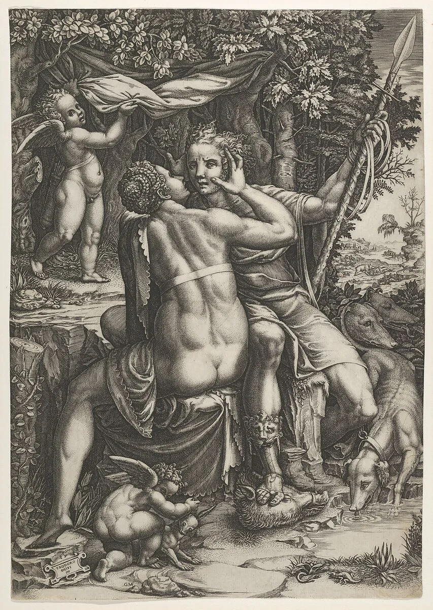Venus and Adonis — Giorgio Ghisi|Teodoro Ghisi