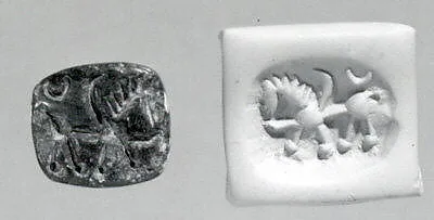 Stamp seal (pyramid) with monster — Unknown