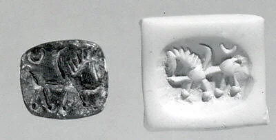 Stamp seal (pyramid) with monster