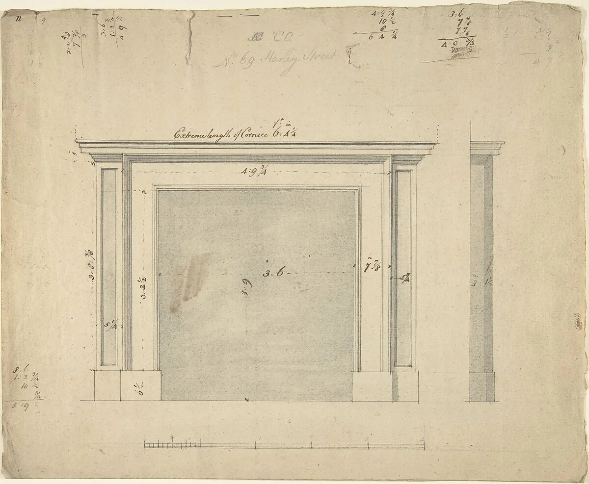 Drawings for a Chimney-piece for 25 Harley Street, Westminster, London — Sir William Chambers