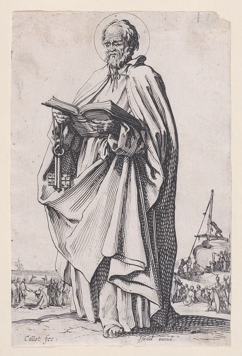 Christ, The Savior, from Les Grands Apôtres Debout, Représentant Le Sauveur, La Bienheureuse Marie et Les Saints Apôtres (The Large Standing Apostles, Representing The Savior, The Blessed Mary and The Apostles) — Jacques Callot|Israël Henriet