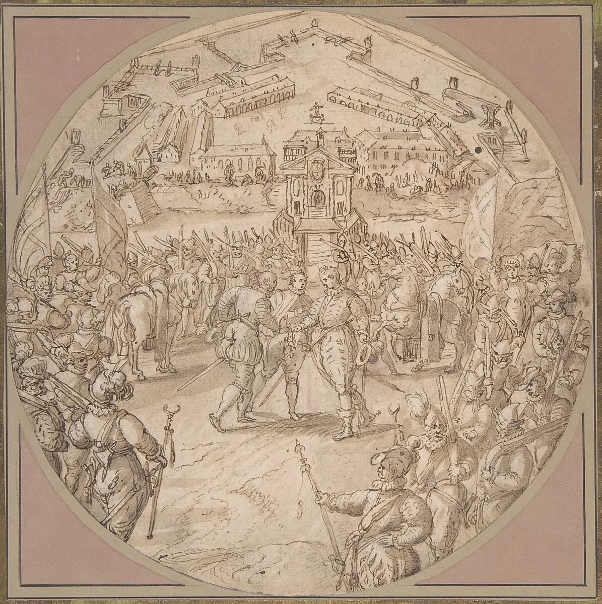 Captain de Bours handing over the Keys to the Citadel of Antwerp to the Estates General — Maerten de Vos