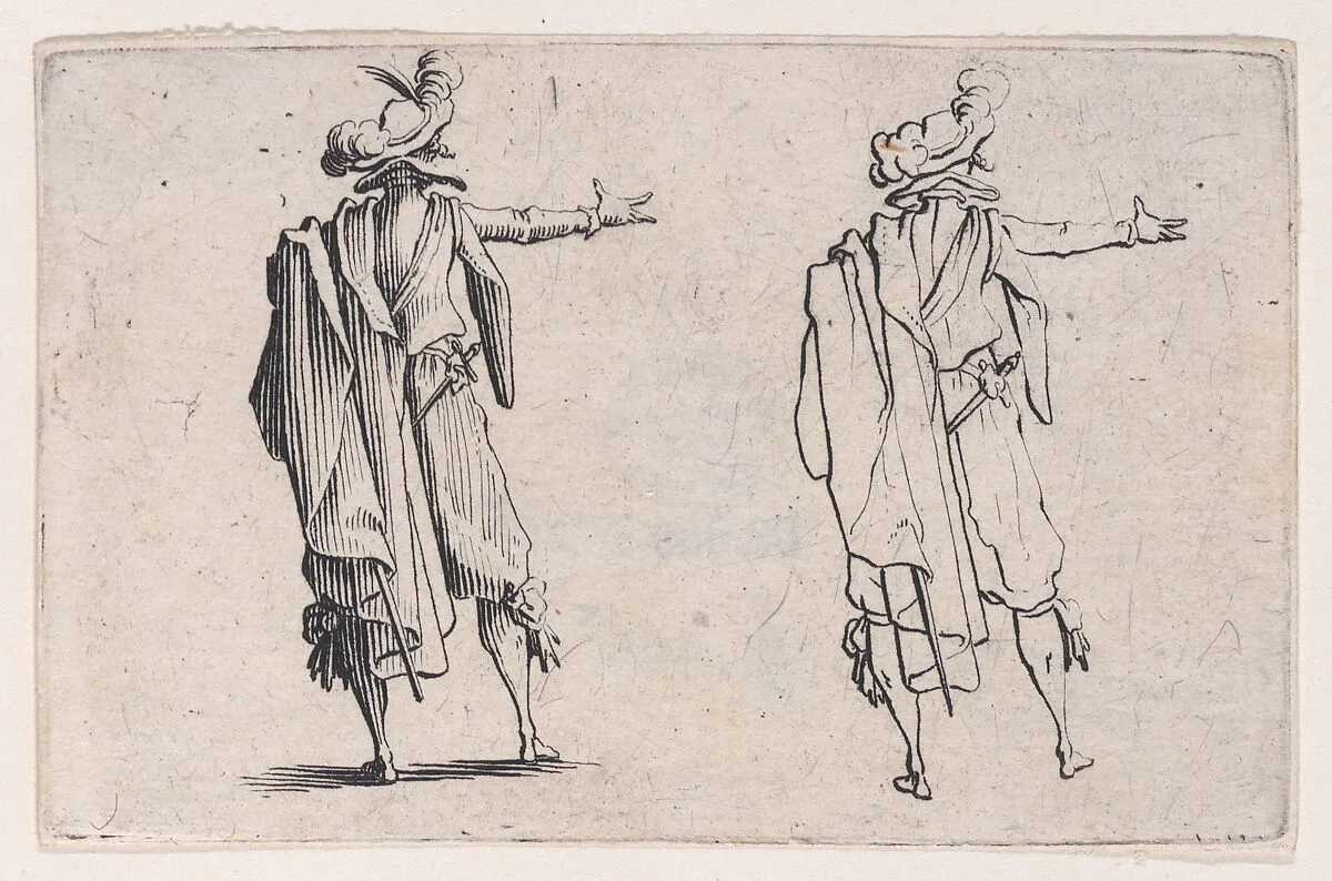 L'Homme Vu de Dos, La Main Droite Tendue (Man Viewed from Behind, Right Hand Extended), from Les Caprices Series B, The Nancy Set — Jacques Callot|Lorenzo de' Medici