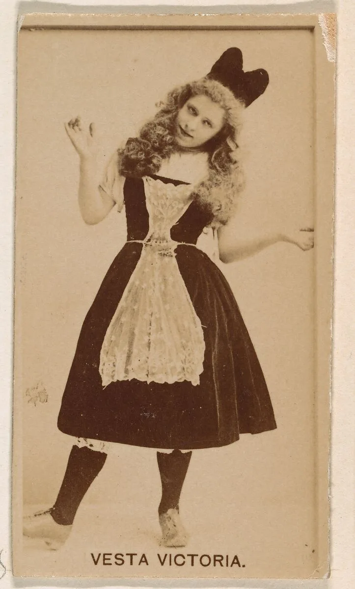 Vesta Victoria, from the Actresses series (N245) issued by Kinney Brothers to promote Sweet Caporal Cigarettes — Kinney Brothers Tobacco Company