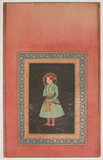 "Portrait of Jahangir Holding Flower", Folio from the Davis Album