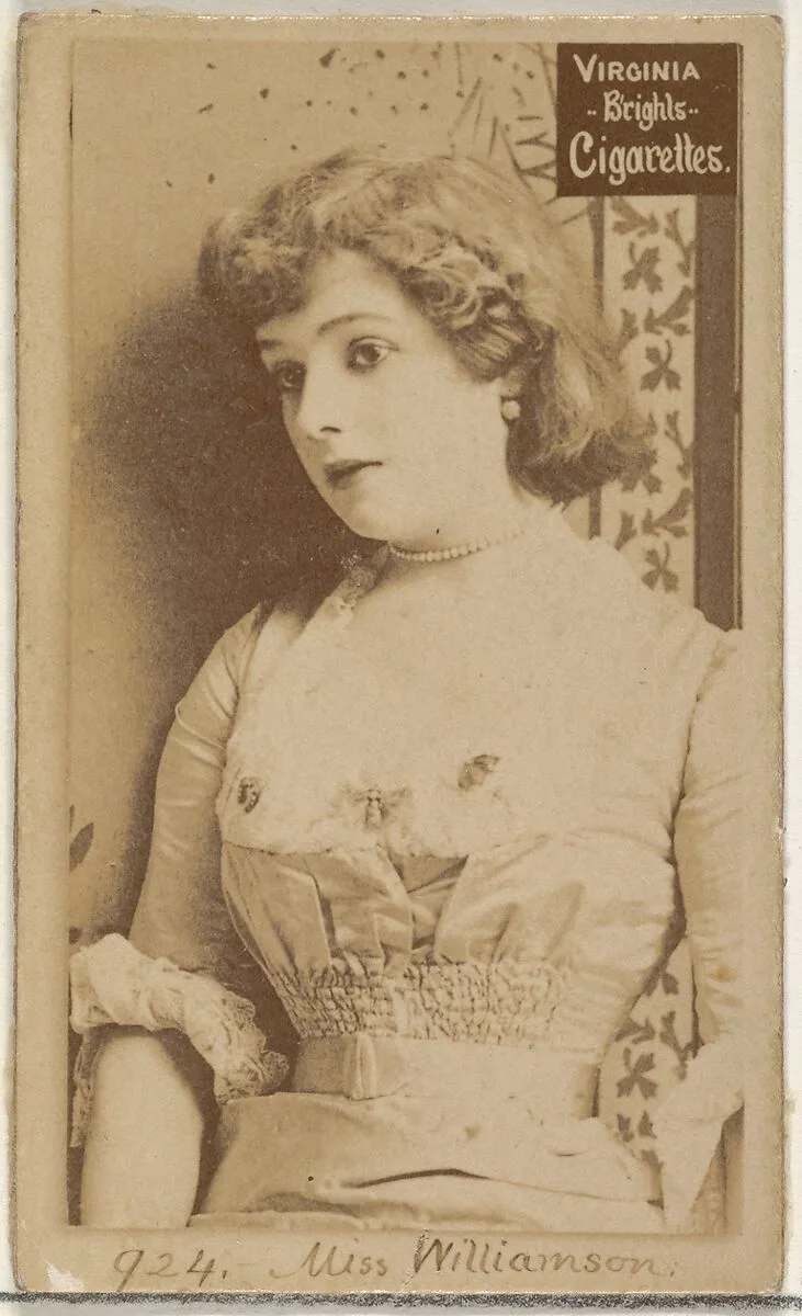 Card 924, Miss Williamson, from the Actors and Actresses series (N45, Type 2) for Virginia Brights Cigarettes — Allen & Ginter