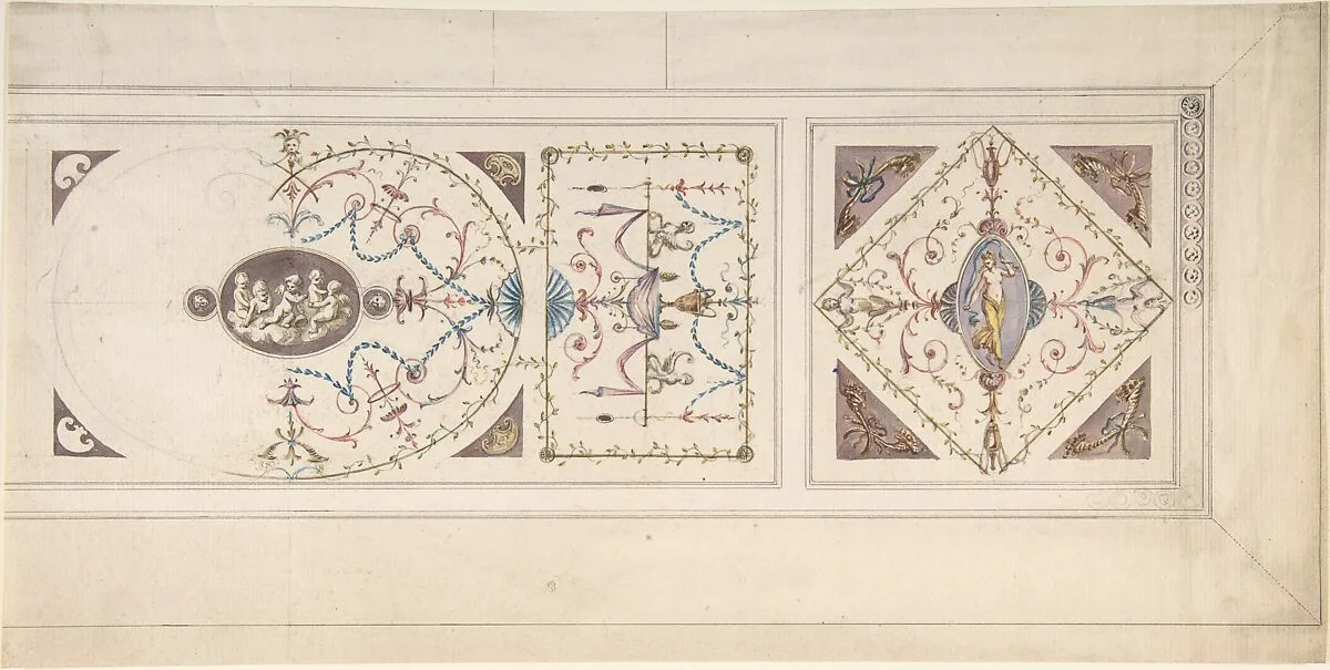 Design for a Ceiling in the Manner of Pergolesi — Anonymous, British, 18th century