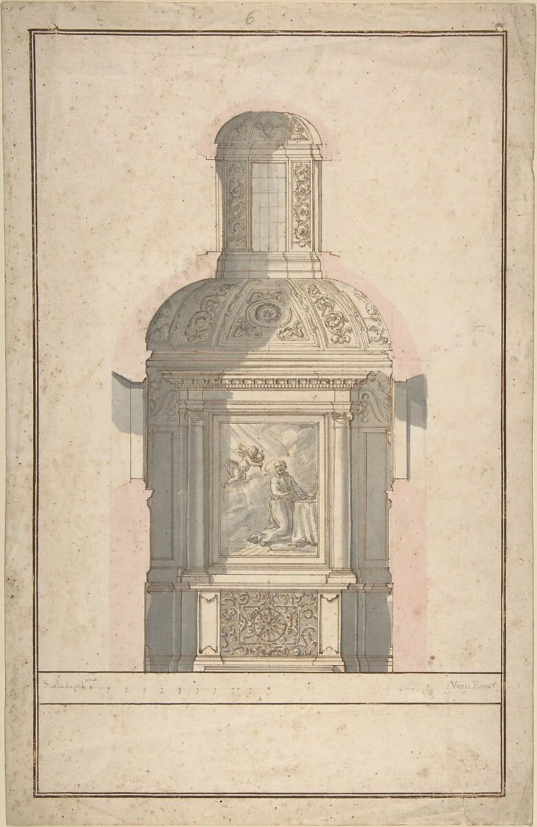 Architectural Drawing for a Chapel — Anonymous, Italian, Roman, 18th century