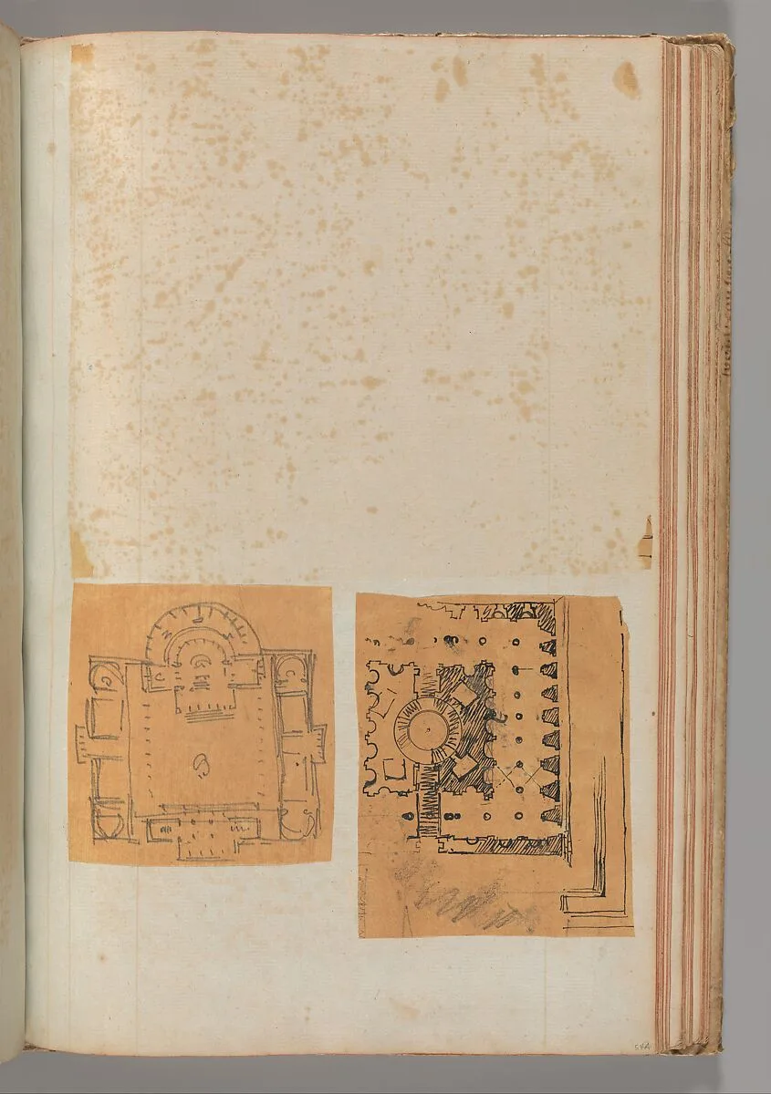 Page from a Scrapbook containing Drawings and Several Prints of Architecture, Interiors, Furniture and Other Objects — Pierre François Léonard Fontaine|Charles Percier