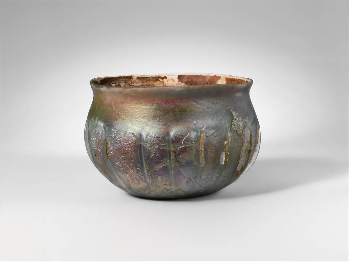 Glass ribbed bowl — Unknown