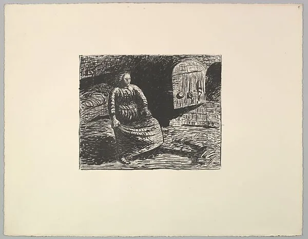 Kneeling Mother at the Bed of Her Sleeping Son (Kniende Mutter am Bett des Schlafenden Sohns) — Ernst Barlach