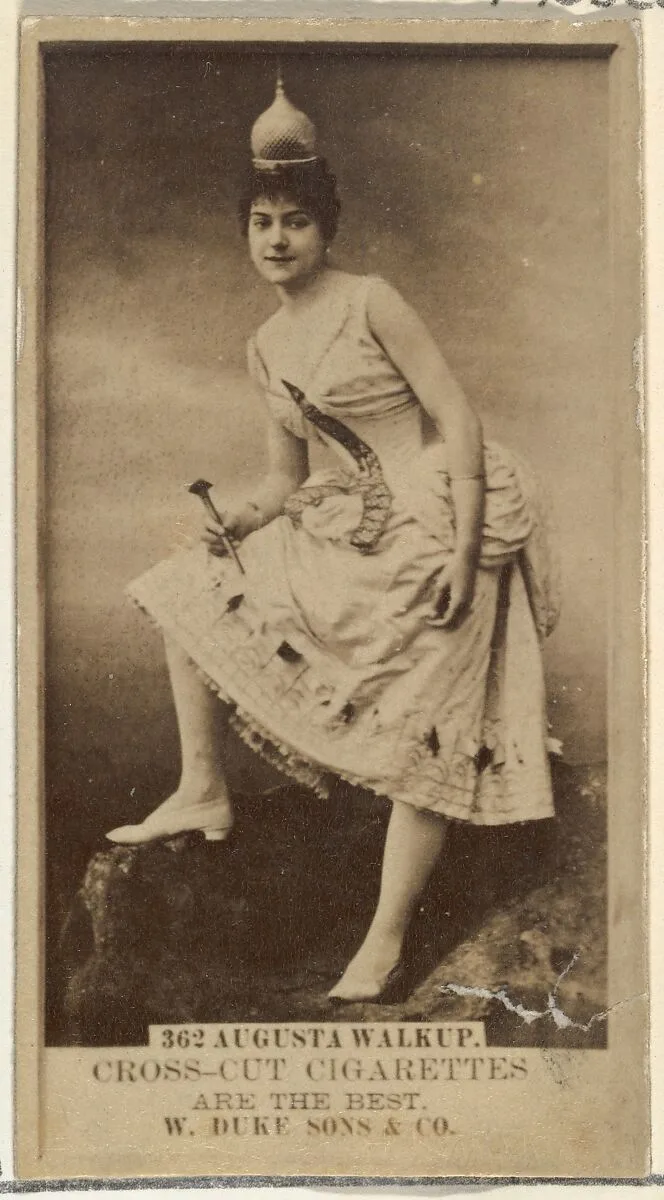 Card Number 362, Augusta Walkup, from the Actors and Actresses series (N145-3) issued by Duke Sons & Co. to promote Cross Cut Cigarettes — W. Duke, Sons & Co.