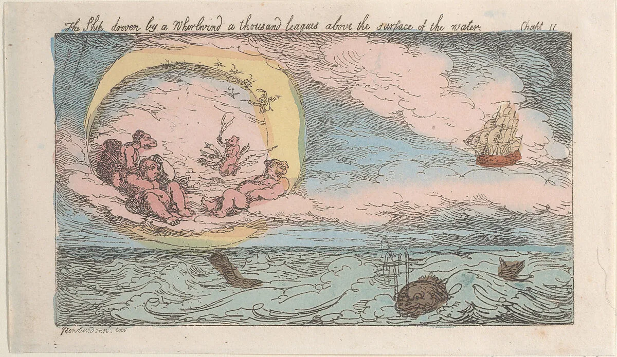 The Ship, driven by a Whirlwind, a thousand leagues above the surface of the water — Thomas Tegg|Thomas Rowlandson