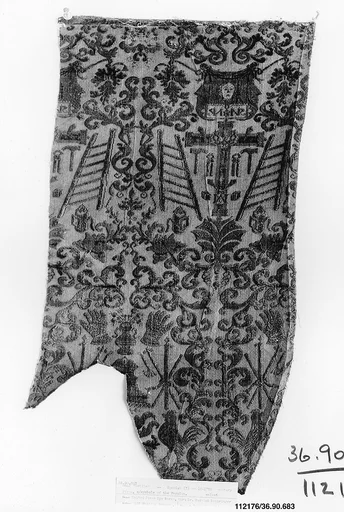Fragment of velvet with Instruments of the Passion