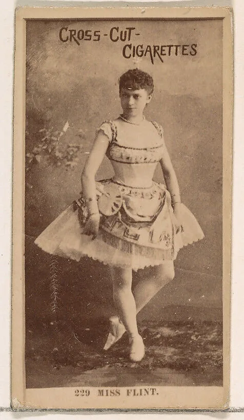 Card Number 229, Miss Flint, from the Actors and Actresses series (N145-2) issued by Duke Sons & Co. to promote Cross Cut Cigarettes — W. Duke, Sons & Co.