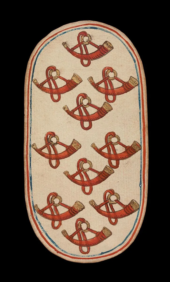 10 of Horns, from The Cloisters Playing Cards — Unknown