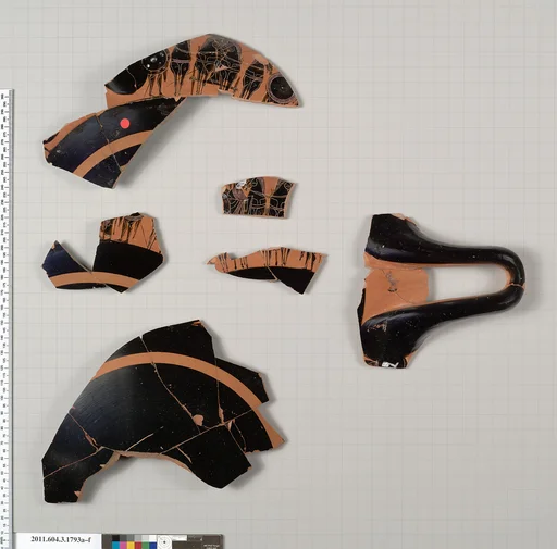 Terracotta fragments of a kylix: Band cup (drinking cup)