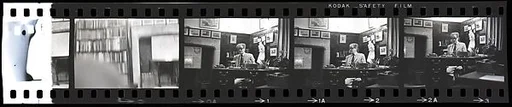 [14 Portraits of a Man Wearing Glasses Sitting at a Desk Surrounded by Framed Maps and Photographs; 5 Views of Cows on a Horizon]