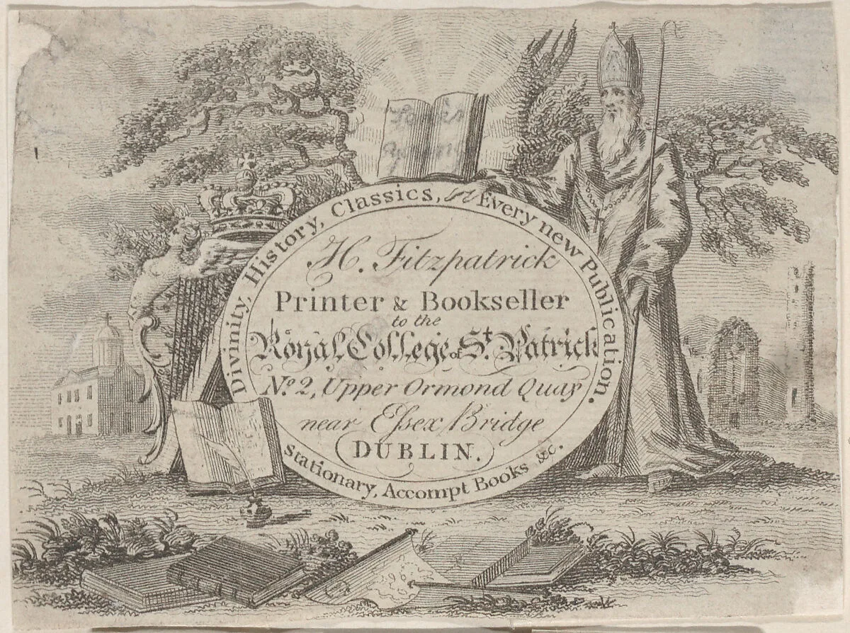 Trade Card for H. Fitzpatrick, Printer and Bookseller — Anonymous, Irish, 19th century