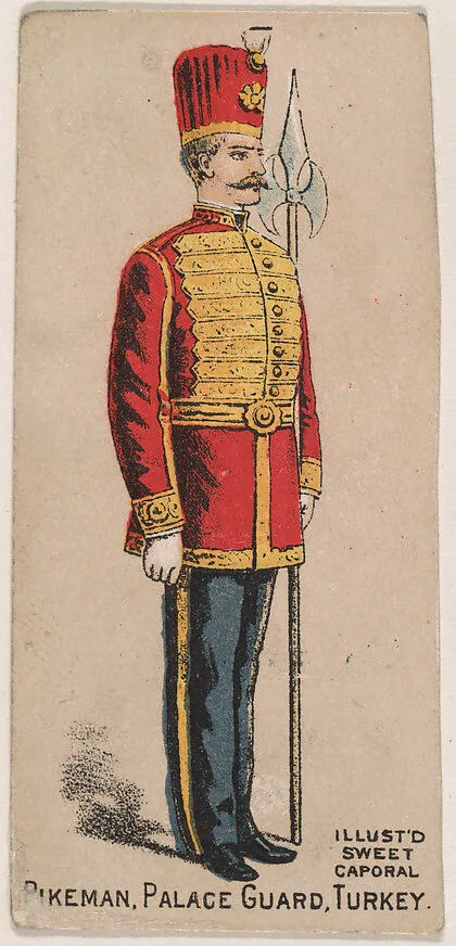 Pikeman, Palace Guard, Turkey, from the Military Series (N224) issued by Kinney Tobacco Company to promote Sweet Caporal Cigarettes — Kinney Brothers Tobacco Company