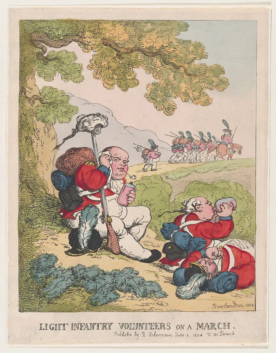 Ligit Infantry Volunteers on a March — Rudolph Ackermann, London|Thomas Rowlandson