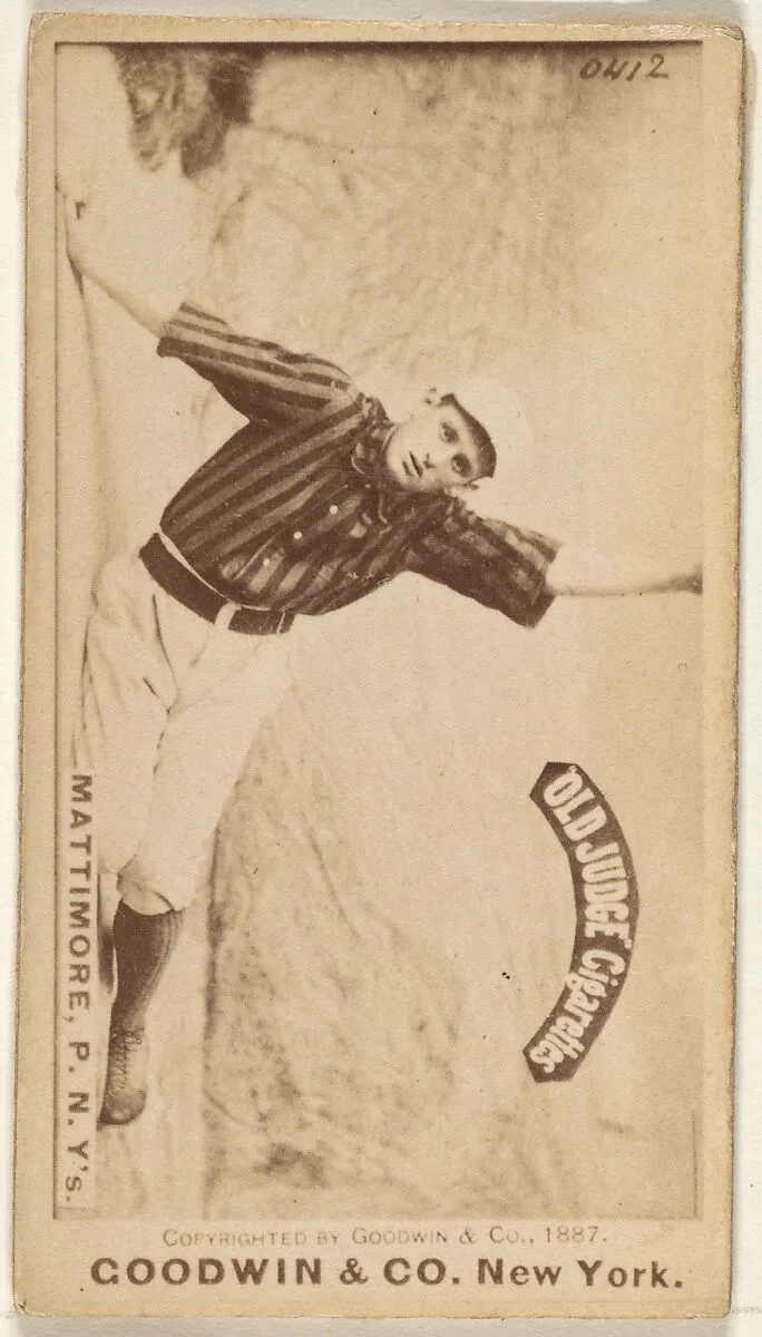 Michael "Mike" Joseph Mattimore, Pitcher, New York, from the Old Judge series (N172) for Old Judge Cigarettes — Goodwin & Company