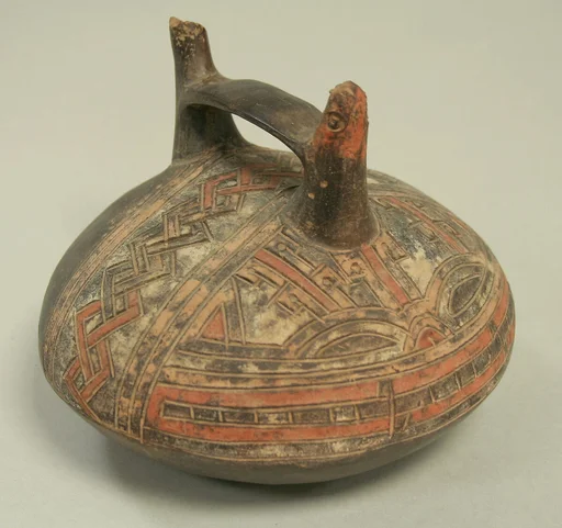 Double Spout and Bridge Bottle with Feline