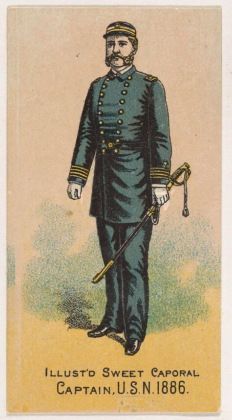 Captain, United States Navy, 1886, from the Military Series (N224) issued by Kinney Tobacco Company to promote Sweet Caporal Cigarettes — Kinney Brothers Tobacco Company