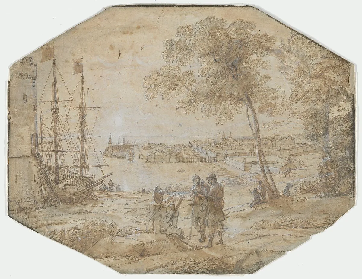 Coast Scene with a View of Civitavecchia — Claude Lorrain (Claude Gellée)