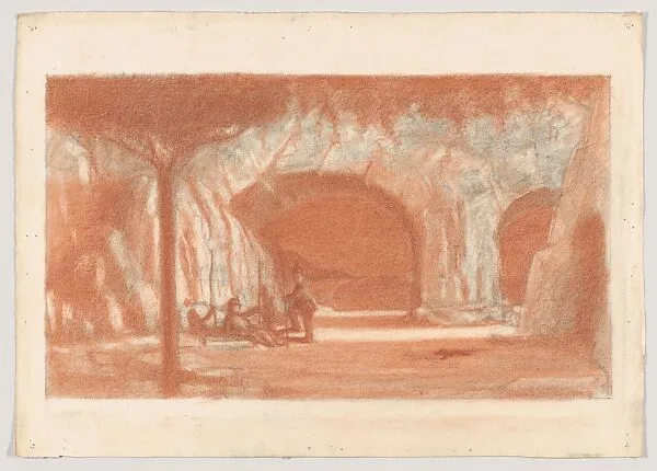 Figures Resting by a Cave — Herbert E. Crowley