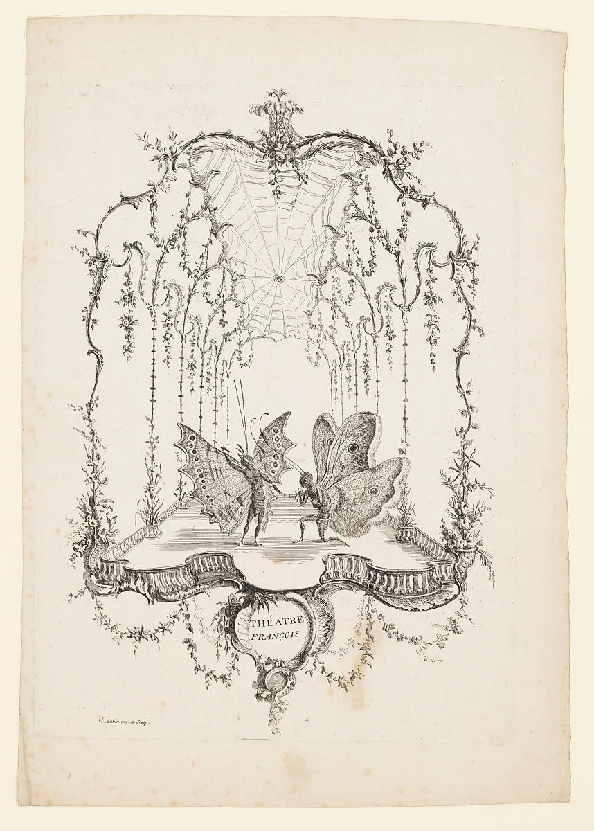 French Theatre (Théatre Français), from Essai de Papilloneries Humaines par Saint Aubin — Charles Germain de Saint-Aubin