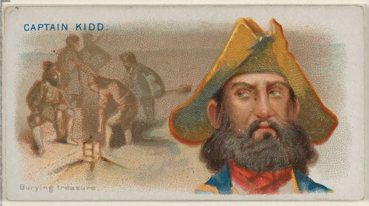 Captain Kidd, Burying Treasure, from the Pirates of the Spanish Main series (N19) for Allen & Ginter Cigarettes — George S. Harris & Sons|Allen & Ginter