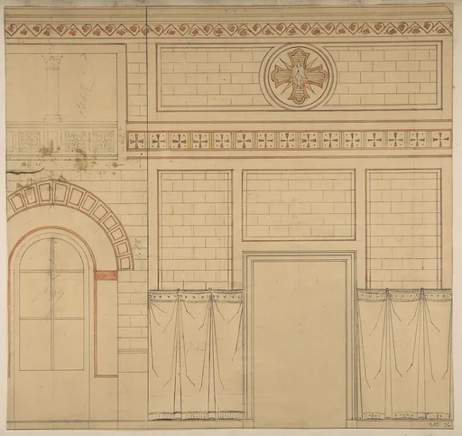 Elevation of a wall decorated with the dove of the holy ghost