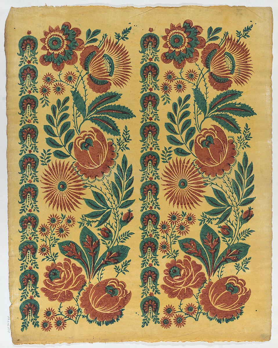 Sheet with two floral borders — Anonymous