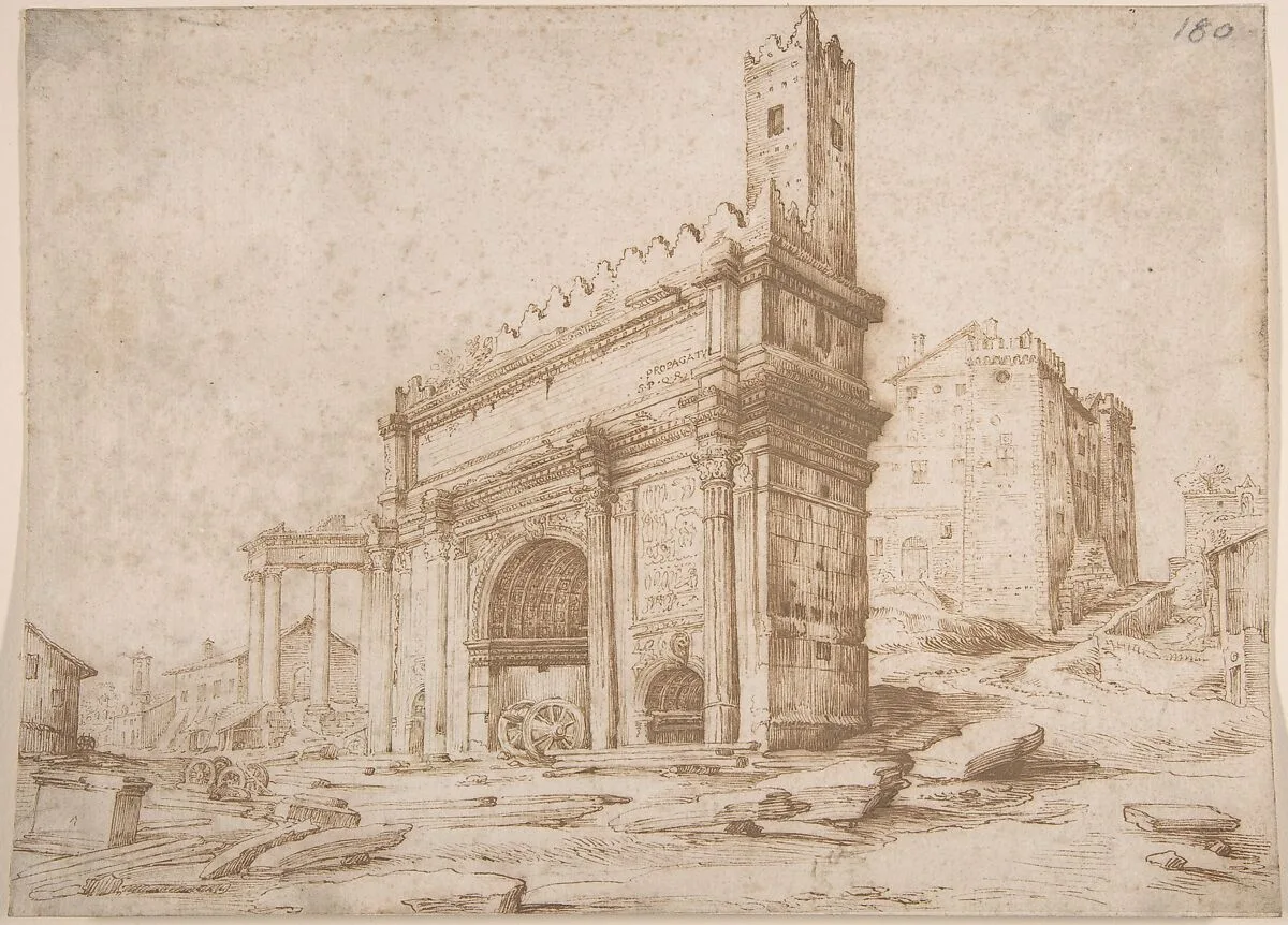 The Arch of Septimius Severus Seen from the East — Bartholomeus Breenbergh|Jan Brueghel the Elder|Matthijs Bril the Younger