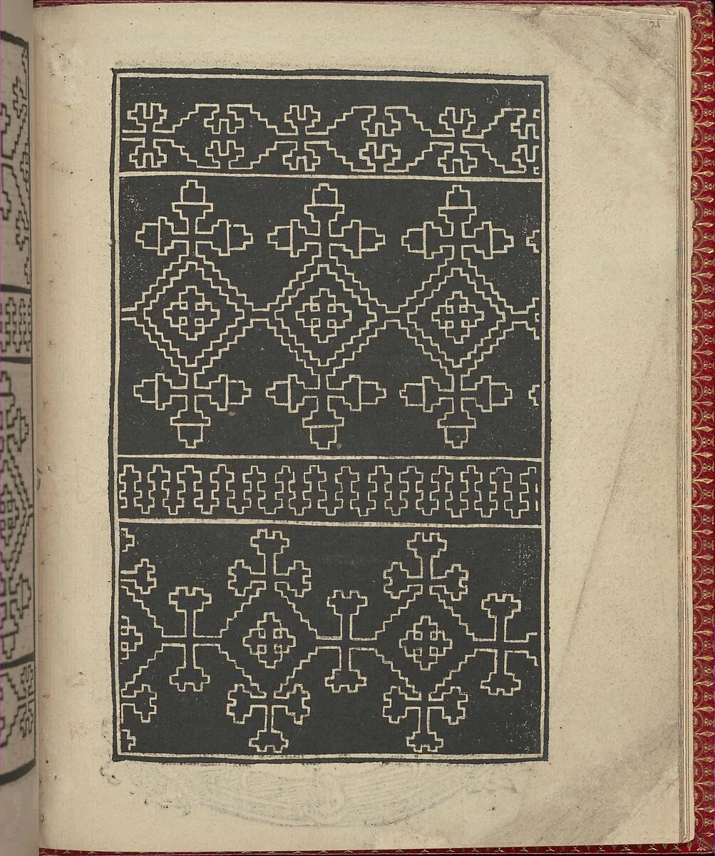 Ce est ung tractat de la noble art de leguille ascavoir ouvraiges de spaigne... page 21 (recto) — Willem Vosterman