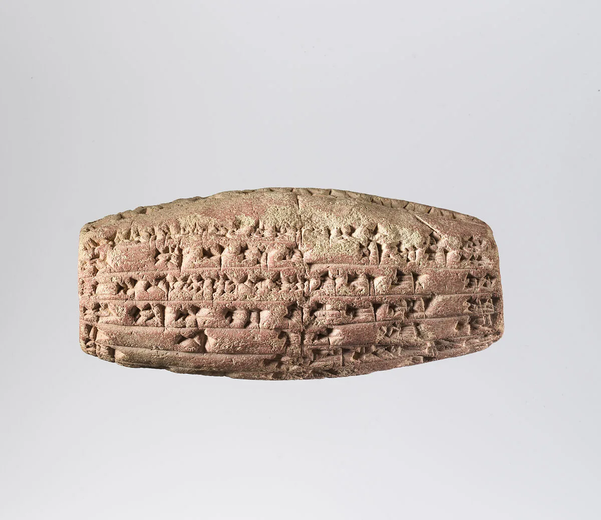 Cuneiform cylinder with inscription of Nebuchadnezzar II describing the rebuilding of the temple of the mother-goddess Ninmah/Belet-ili at Babylon — Unknown