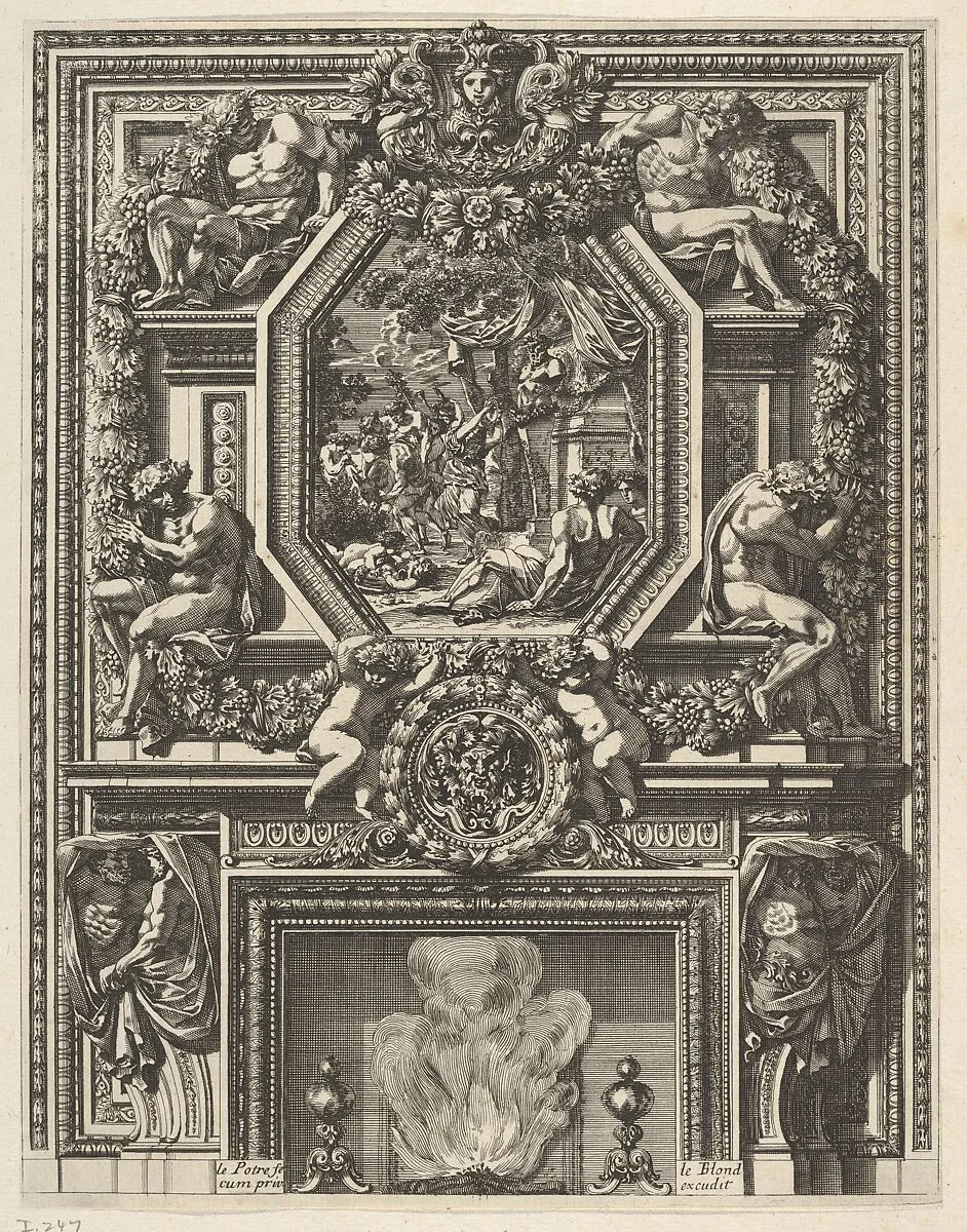 Chimney with a Bacchanal over the Mantle from 'Grandes Cheminée' — Jean Le Pautre|Jean I Leblond
