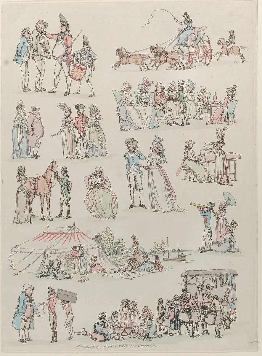 Plate 7, Outlines of Figures, Landscapes and Cattle...for the Use of Learners — S. W. Fores|Thomas Rowlandson