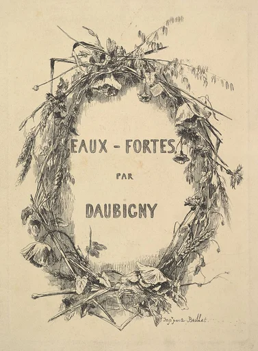 Wreath of Wildflowers, title for "Eaux-Fortes par Daubigny"