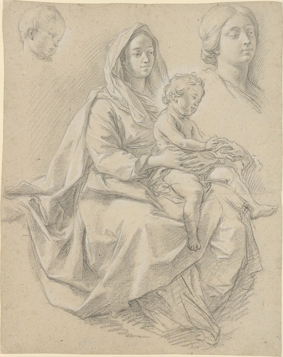 Seated Woman with a Child on her Lap (Study for a Mystic Marriage of St. Catherine of Alexandria) — Etienne Parrocel