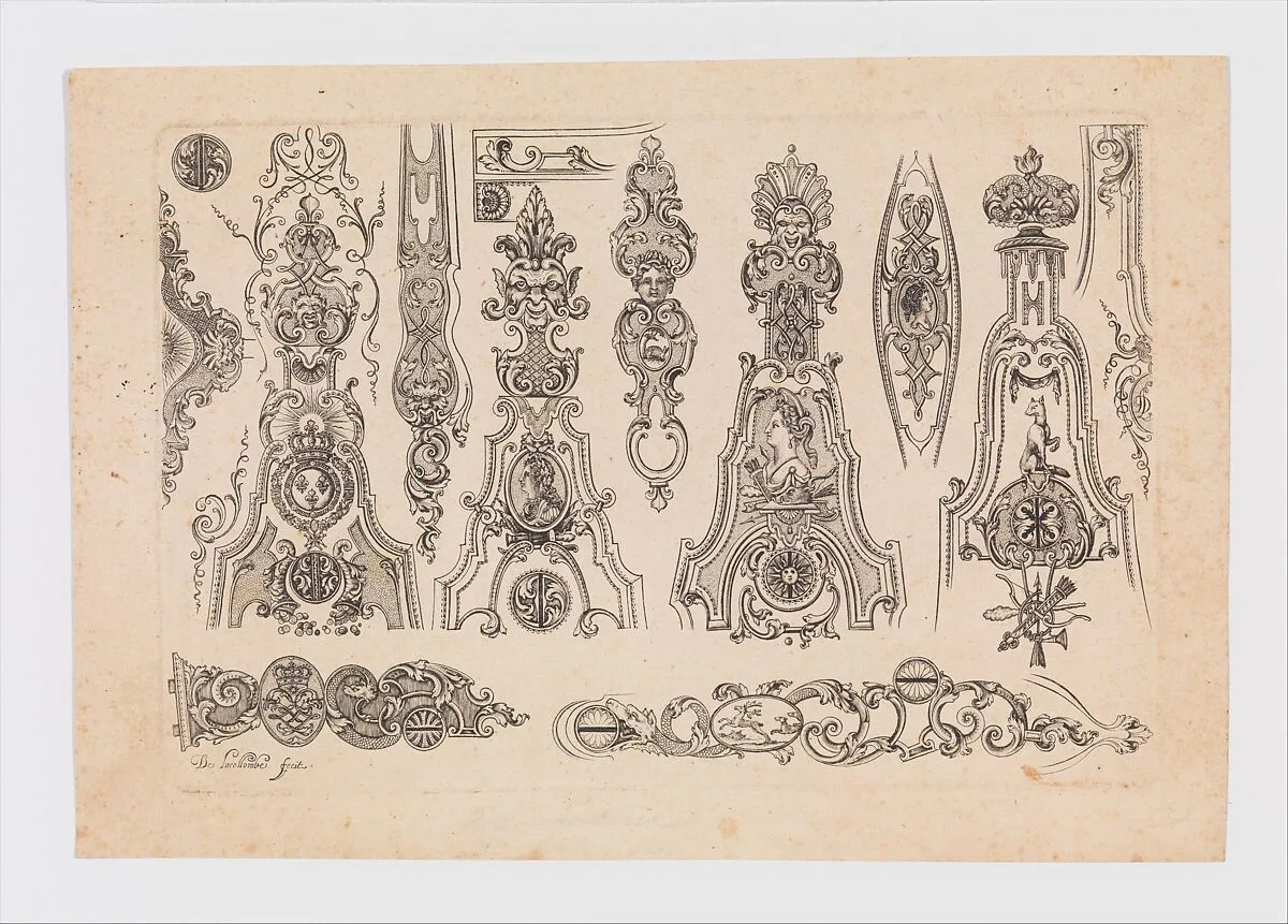 Plate three from Nouveavx Desseins D'Arquebvseries — De Lacollombe|Gilles Demarteau