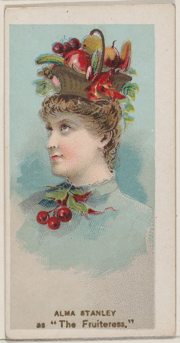 Alma Stanley as "The Fruiteress," from the series Fancy Dress Ball Costumes (N73) for Duke brand cigarettes — W. Duke, Sons & Co.|Knapp & Company