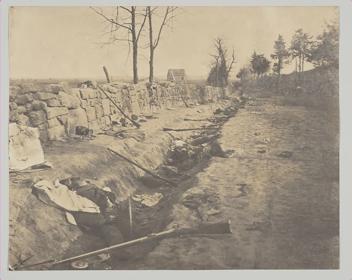 Rebel Dead Behind Stone Wall, Fredericksburgh — Andrew Joseph Russell