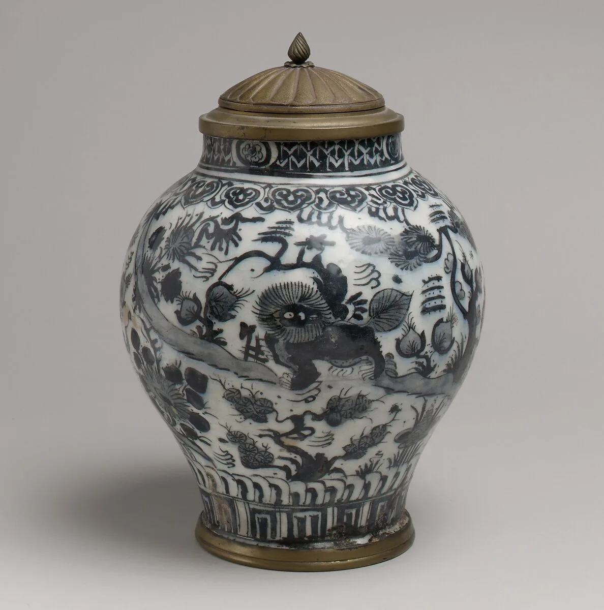 Jar with Lion and Landscape Elements — Unknown