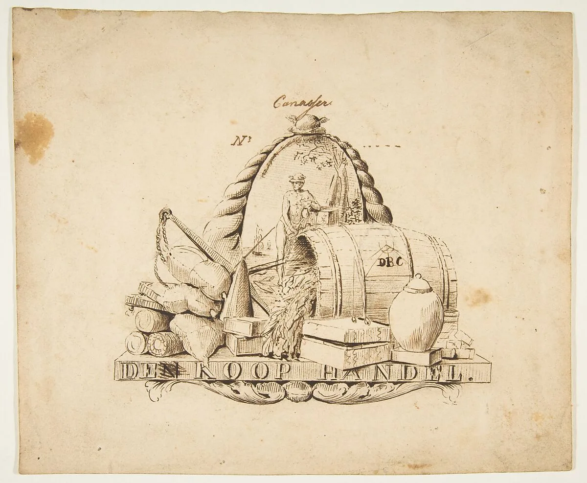 Design for a seal for 'Commerce': Den Koop Handel — Anonymous, Dutch, 18th century