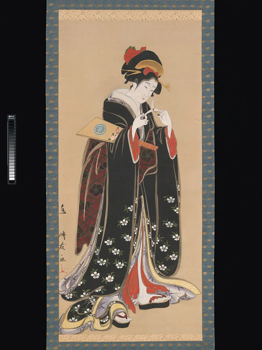 鳥居清友筆 羽根突き美人図|Woman with Battledore and Shuttlecock — Torii Kiyotomo