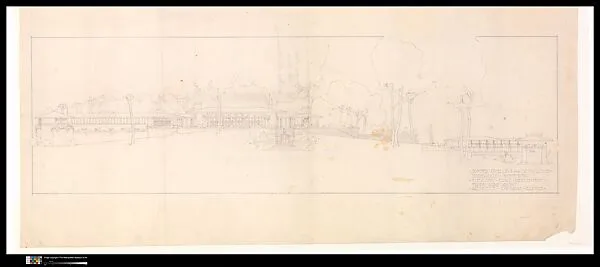 Francis W. Little House: Presentation Drawing of West Elevation - with round-arch clerestory windows - Scheme I — Frank Lloyd Wright