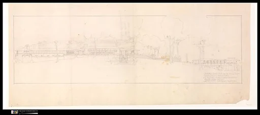 Francis W. Little House: Presentation Drawing of West Elevation - with round-arch clerestory windows - Scheme I